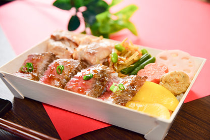 千葉牛ステーキと鶏もも西京焼き弁当